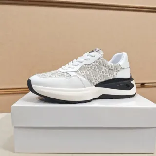 ديور أبيض أسود Oblique Jacquard Upper كعب سميك طبقي نمط حياة حذاء