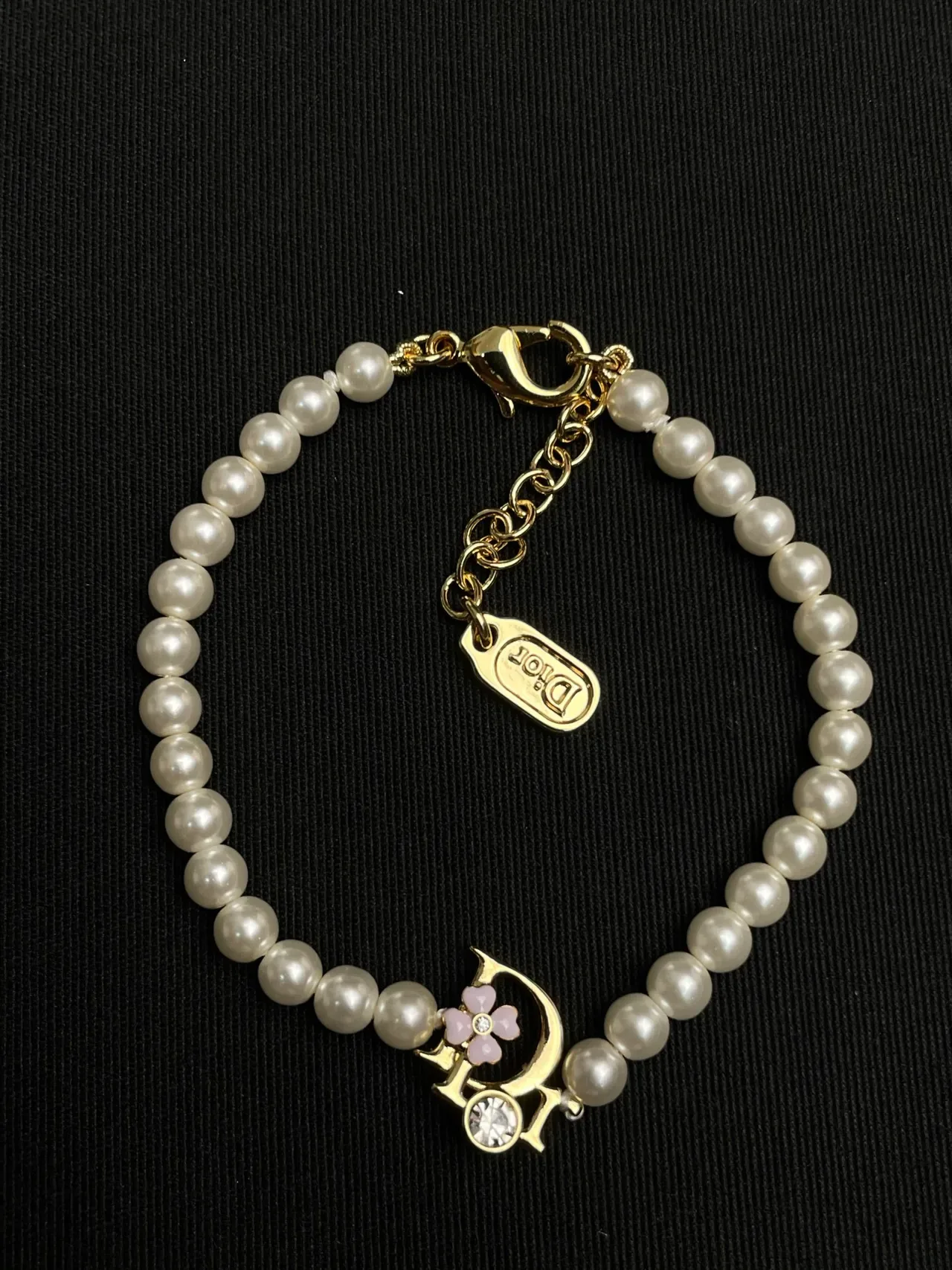 Dior White Gold Pearl Strand Hardware Bracelet 5