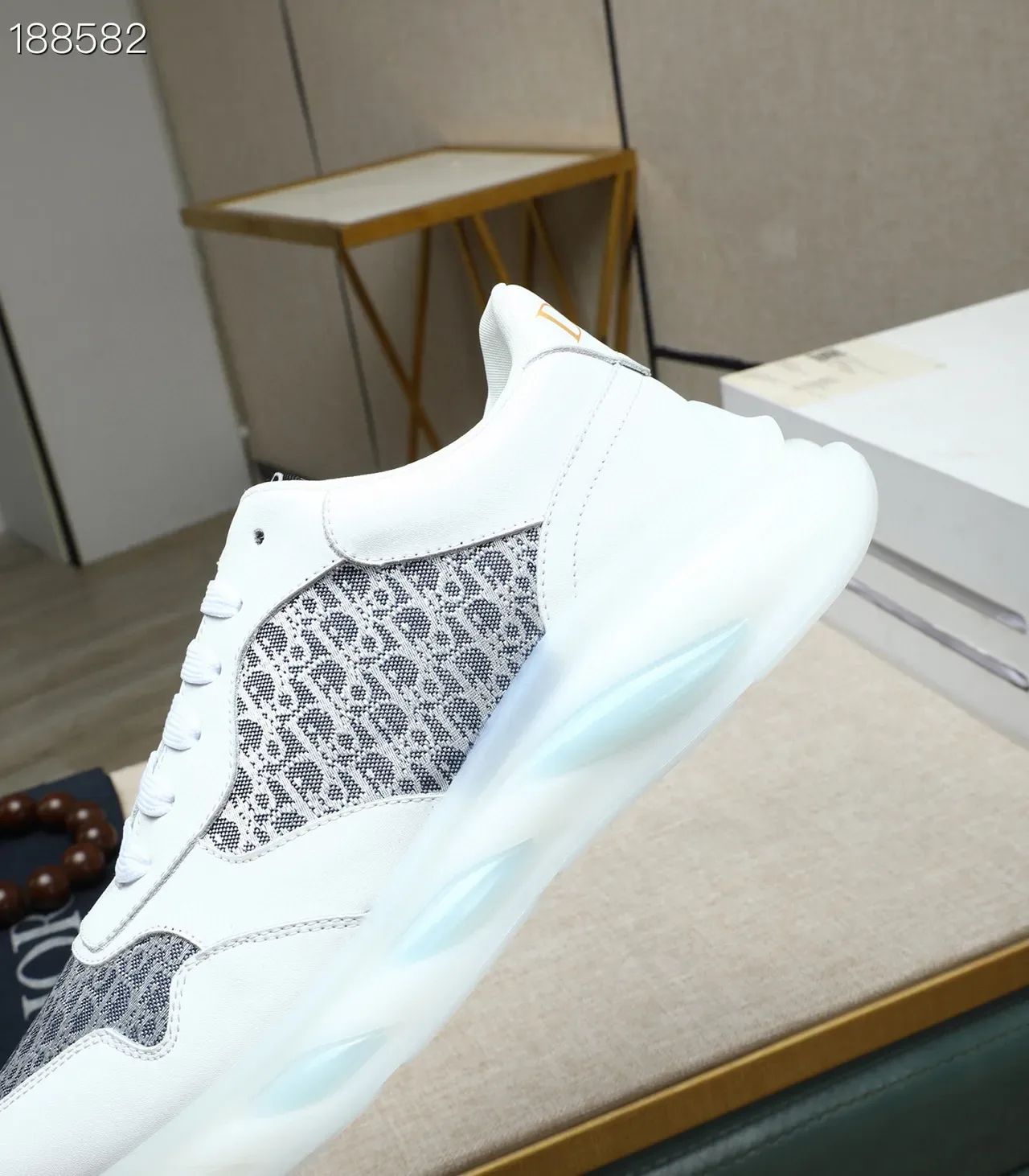 Dior White Gray Chunky Sole Oblique Monogram Mesh Lifestyle Sneakers 5