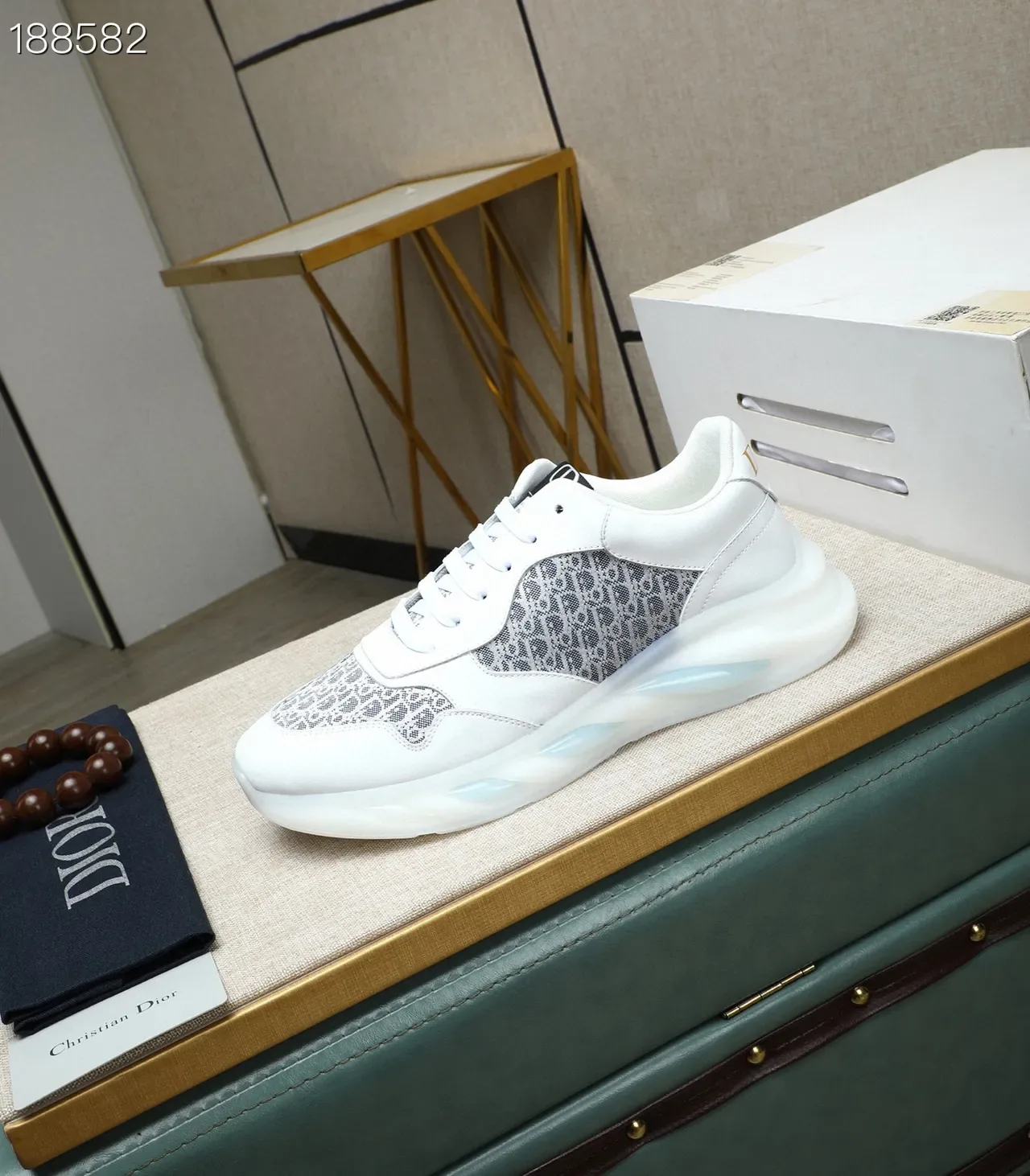 Dior White Gray Chunky Sole Oblique Monogram Mesh Lifestyle Sneakers 6