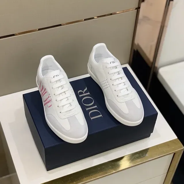 Dior White Pink Low-Top Court-Inspired Lifestyle Sneakers 6