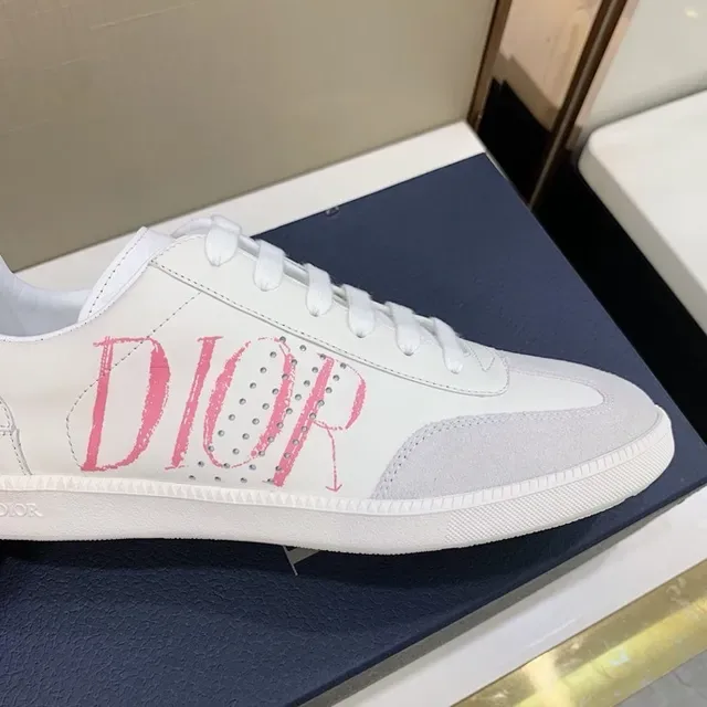 Dior White Pink Low-Top Court-Inspired Lifestyle Sneakers 9