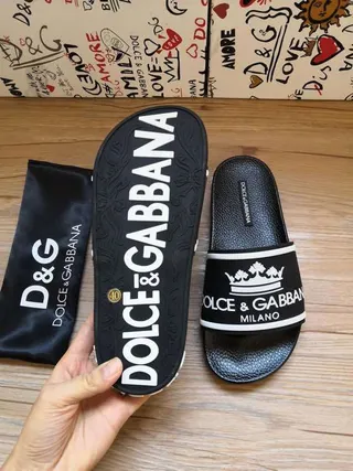Dolce & Gabbana Crown Logo Black Slippers 2