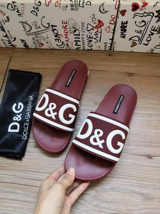 Dolce & Gabbana D&G Slide Bordô e Branco Chinelos 3