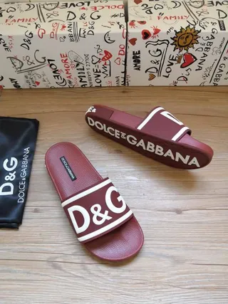 Dolce & Gabbana D&G Slide Bordô e Branco Chinelos 4