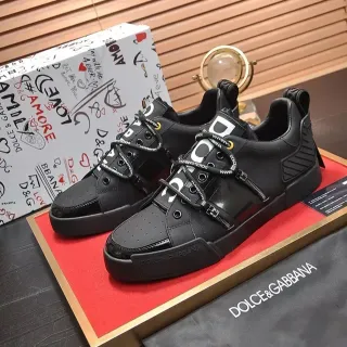 Dolce & Gabbana Defender Black White Chunky Platform Sole Perforated Leather Toe Cap Lifestyle Sneakers
