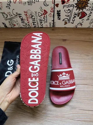 Dolce & Gabbana Sangle logo pantoufles rouges 2
