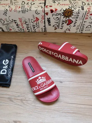 Dolce & Gabbana Sangle logo pantoufles rouges 5