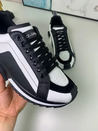 Dolce & Gabbana NS1 Black White Angular Sole Panelled Upper Chunky Sneakers 2