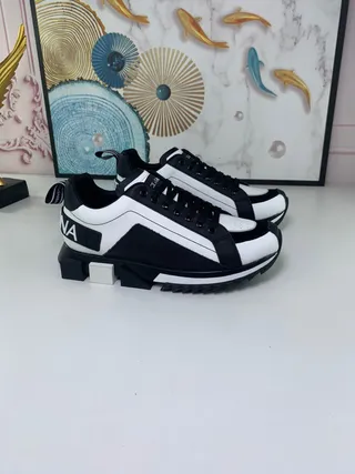 Dolce & Gabbana NS1 Black White Angular Sole Panelled Upper Chunky Sneakers 3