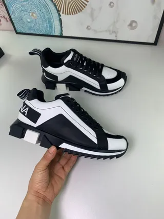 Dolce & Gabbana NS1 Black White Angular Sole Panelled Upper Chunky Sneakers 5