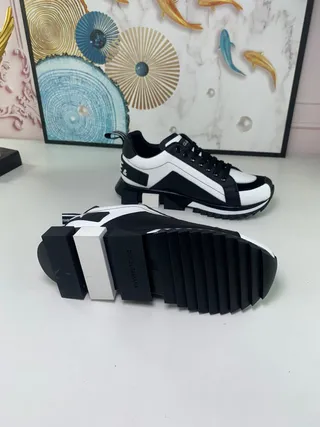 Dolce & Gabbana NS1 Black White Angular Sole Panelled Upper Chunky Sneakers 6