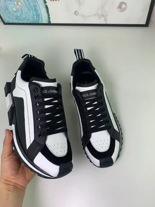 Dolce & Gabbana NS1 Black White Angular Sole Panelled Upper Chunky Sneakers 7