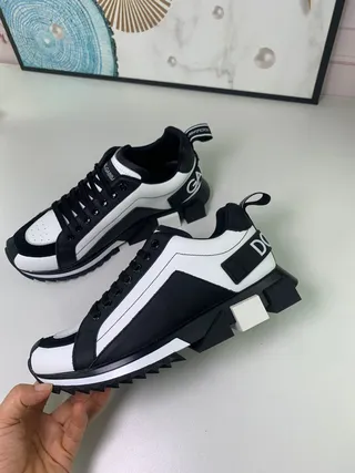 Dolce & Gabbana NS1 Black White Angular Sole Panelled Upper Chunky Sneakers 9