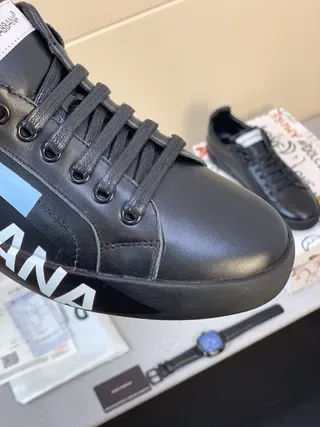 Dolce & Gabbana Portofino Chaussures de Cuir Noir Style de Vie 4