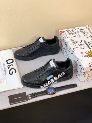Dolce & Gabbana Portofino Chaussures de Cuir Noir Style de Vie 5