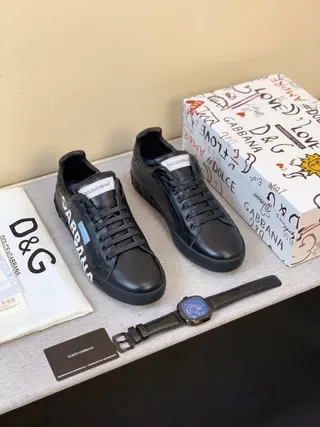 Dolce & Gabbana Portofino Chaussures de Cuir Noir Style de Vie 6