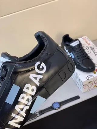 Dolce & Gabbana Portofino Chaussures de Cuir Noir Style de Vie 8