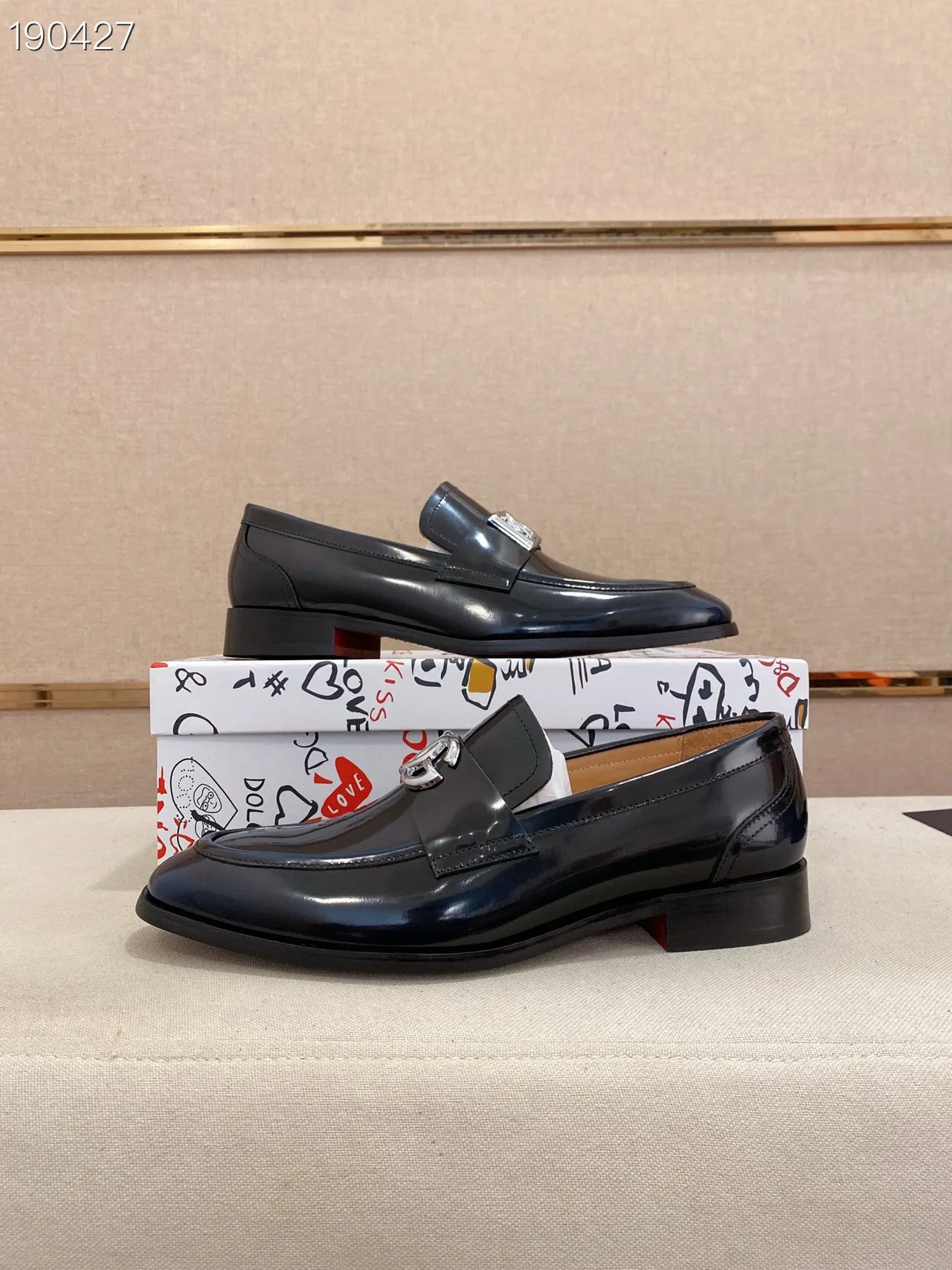 Dolce &amp; Gabbana Portofino marine cuir verni mocassins 3