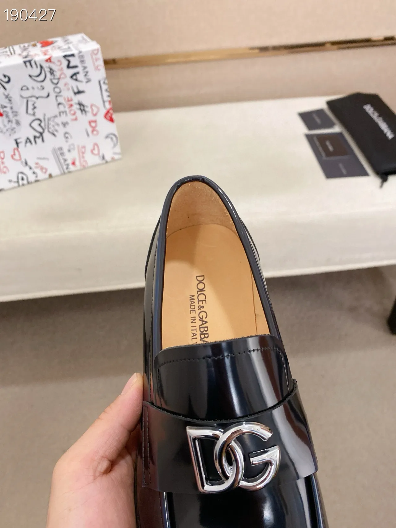 Dolce &amp; Gabbana Portofino marine cuir verni mocassins 5