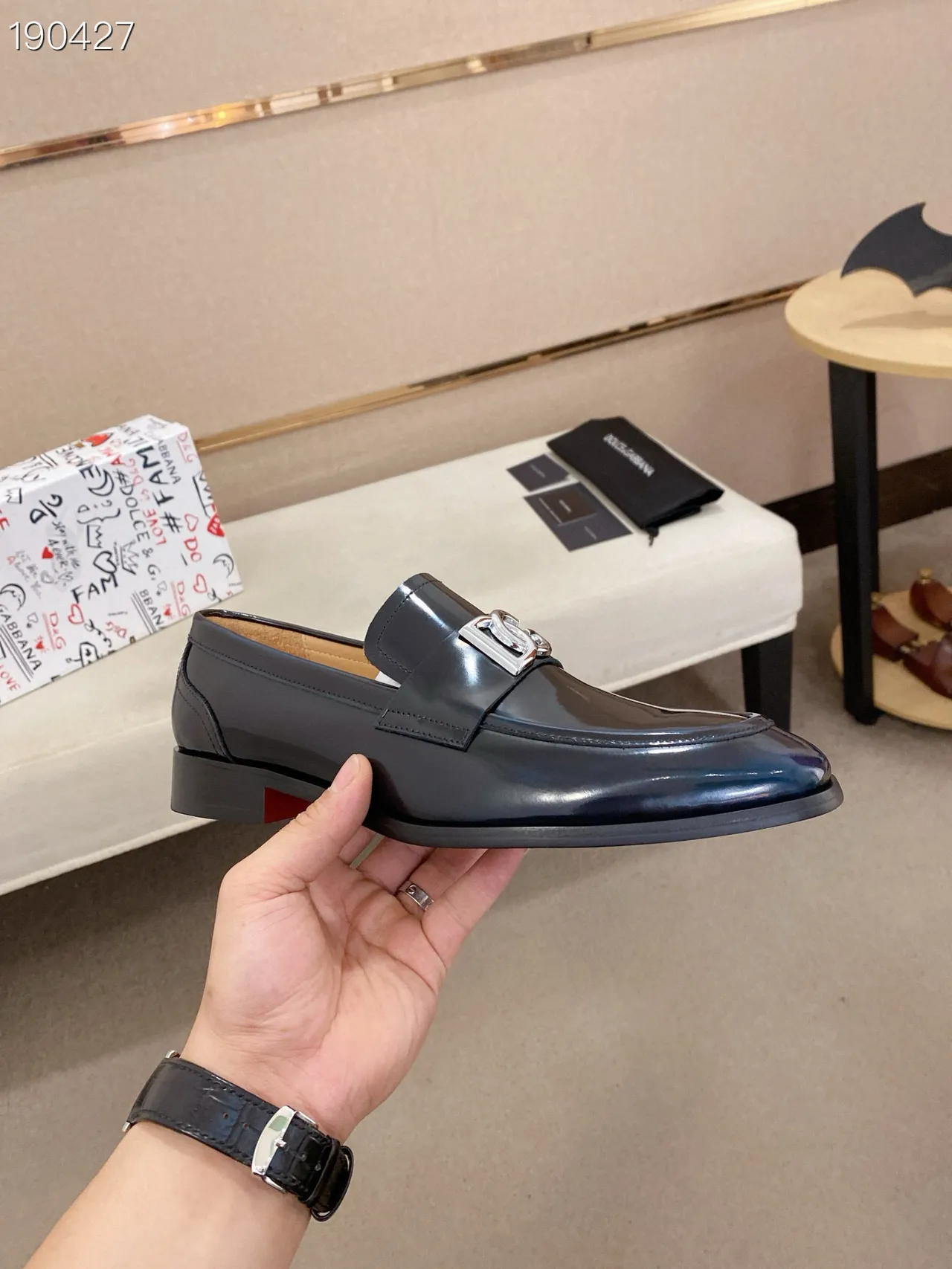 Dolce &amp; Gabbana Portofino marine cuir verni mocassins 8