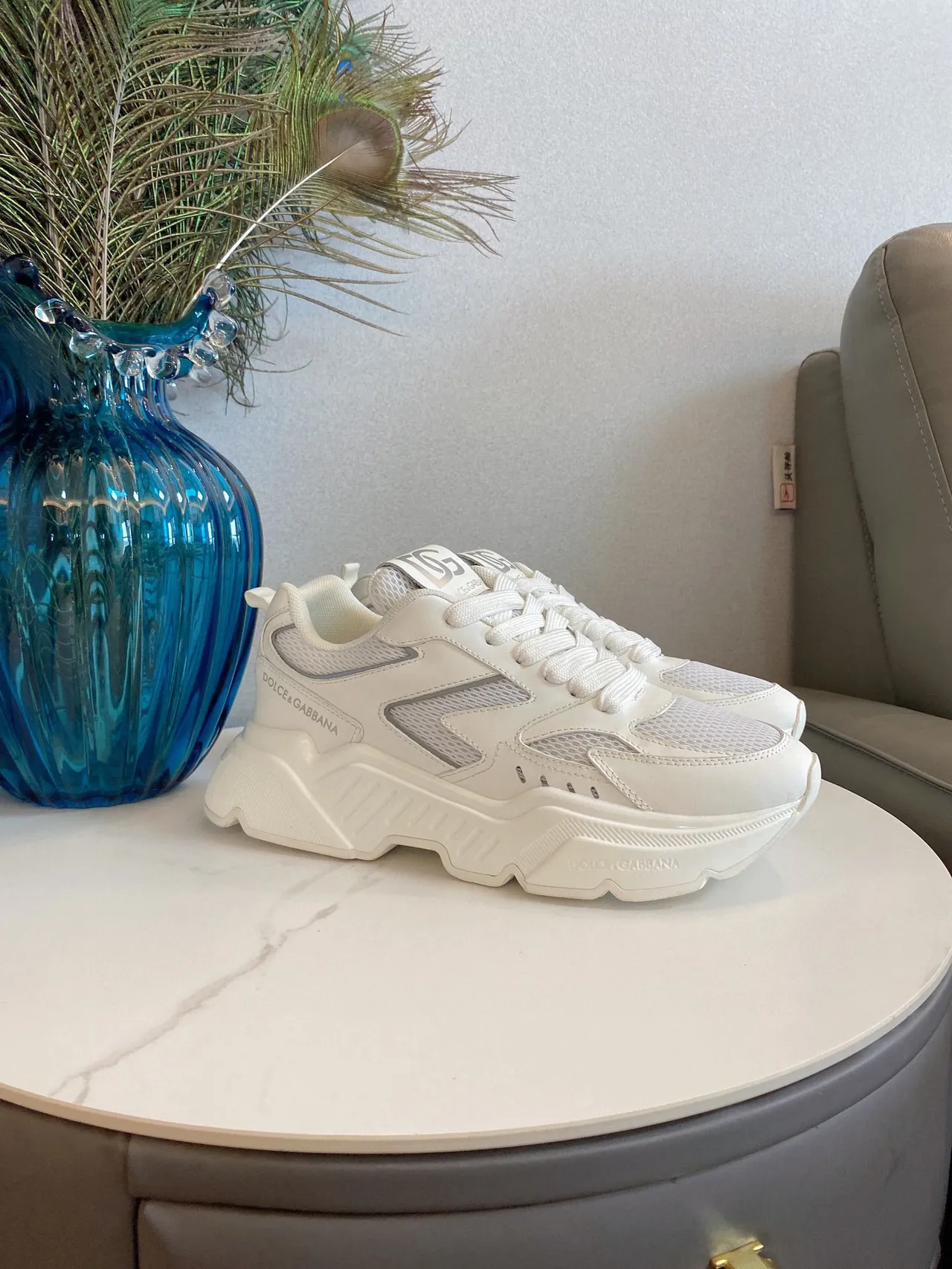 Dolce & Gabbana Sola branca cinza malha-sintético híbrido superior sneakers chunky 2