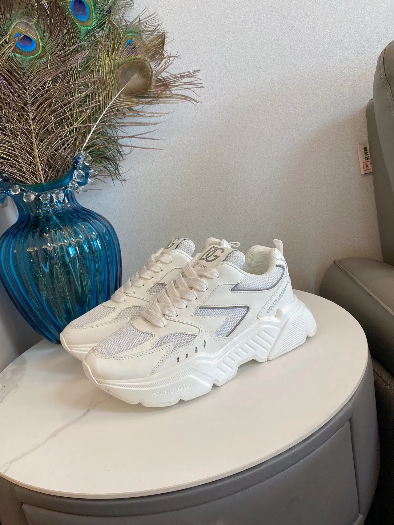 Dolce & Gabbana Sola branca cinza malha-sintético híbrido superior sneakers chunky 7