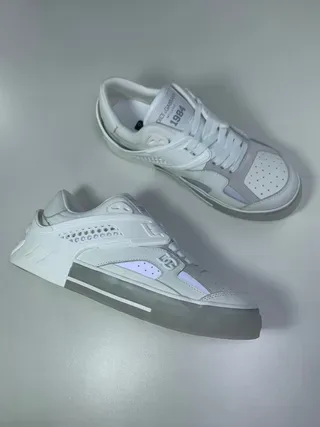 Dolce & Gabbana Blanc Violet Superposés Synthétique Superpositions Perforé Boîte à orteils Style de vie Sneakers 4