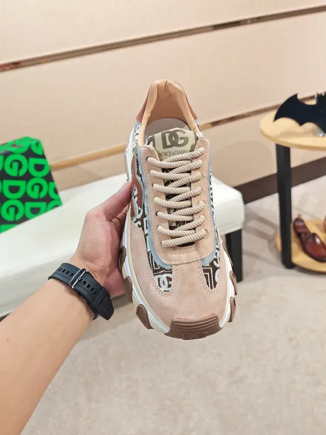 Dolce & Gabbana Beige Brown Platform Sole Multi-Material Upper Chunky Sneakers 5
