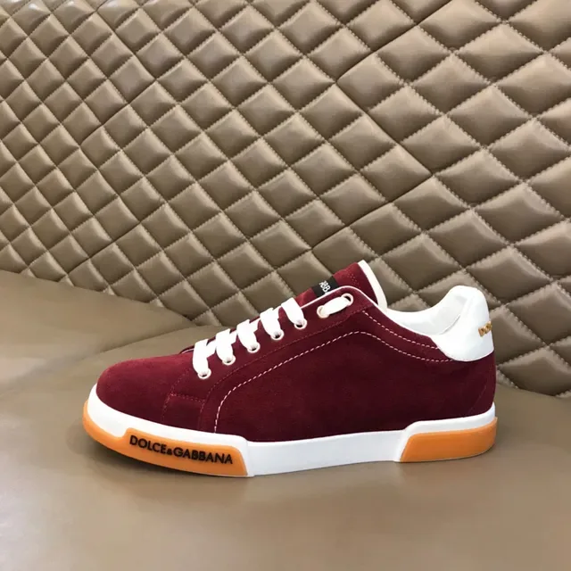 Dolce & Gabbana Burgundy Orange Suede Upper Contrast White Stitching Lifestyle Sneakers 5