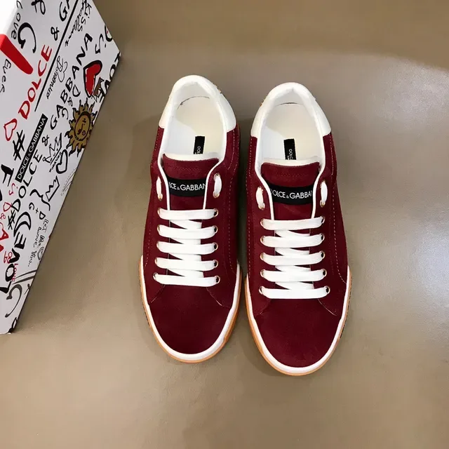 Dolce & Gabbana Burgundy Orange Suede Upper Contrast White Stitching Lifestyle Sneakers 9