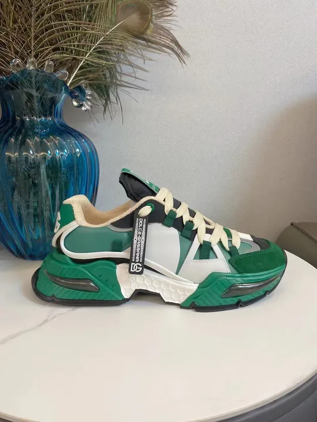 Dolce & Gabbana Green White Sole Multi-Panel Layered Upper Chunky Sneakers 4