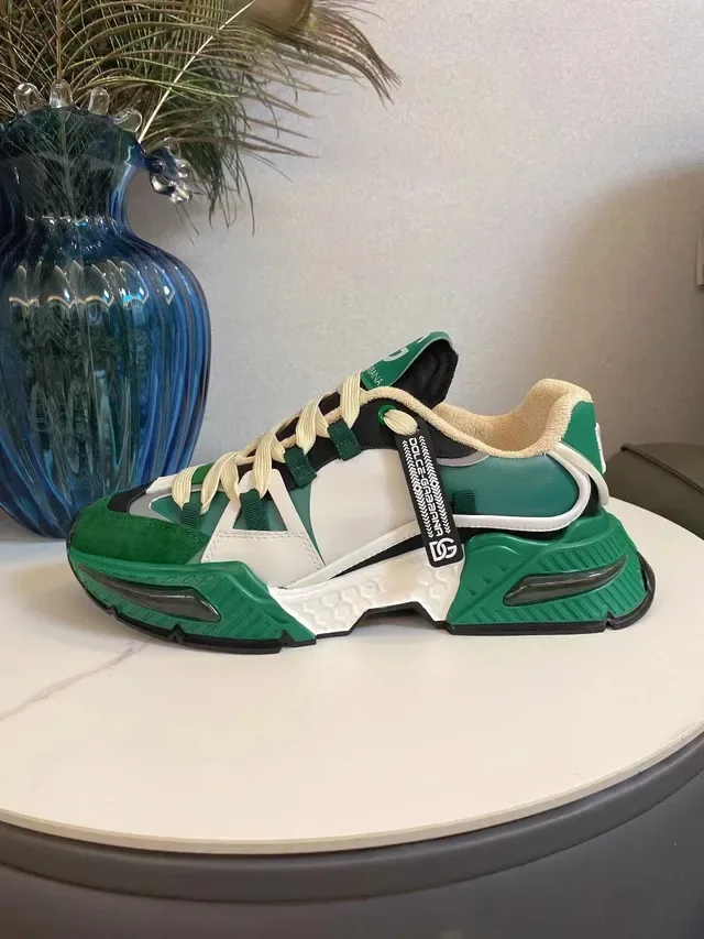 Dolce & Gabbana Green White Sole Multi-Panel Layered Upper Chunky Sneakers 5