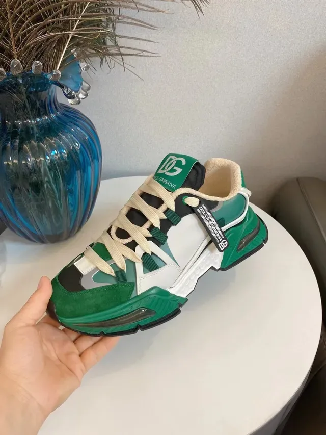 Dolce & Gabbana Green White Sole Multi-Panel Layered Upper Chunky Sneakers 6