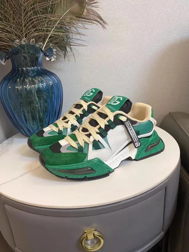 Dolce & Gabbana Green White Sole Multi-Panel Layered Upper Chunky Sneakers 7