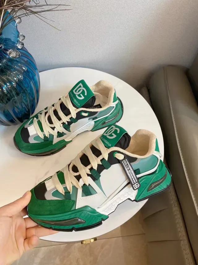 Dolce & Gabbana Green White Sole Multi-Panel Layered Upper Chunky Sneakers 8