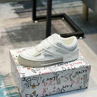 Dolce & Gabbana Lifestyle Sneaker White Beige Low-Top Layered Overlays Lifestyle Sneakers
