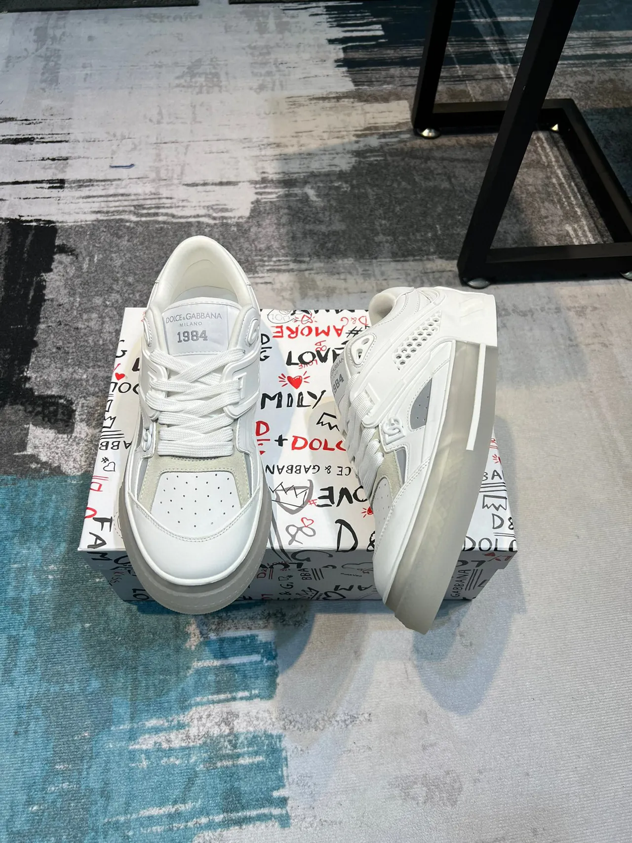 Dolce & Gabbana Sneaker Lifestyle Blanc Beige Low-Top Couches Superposées Sneakers Lifestyle 5