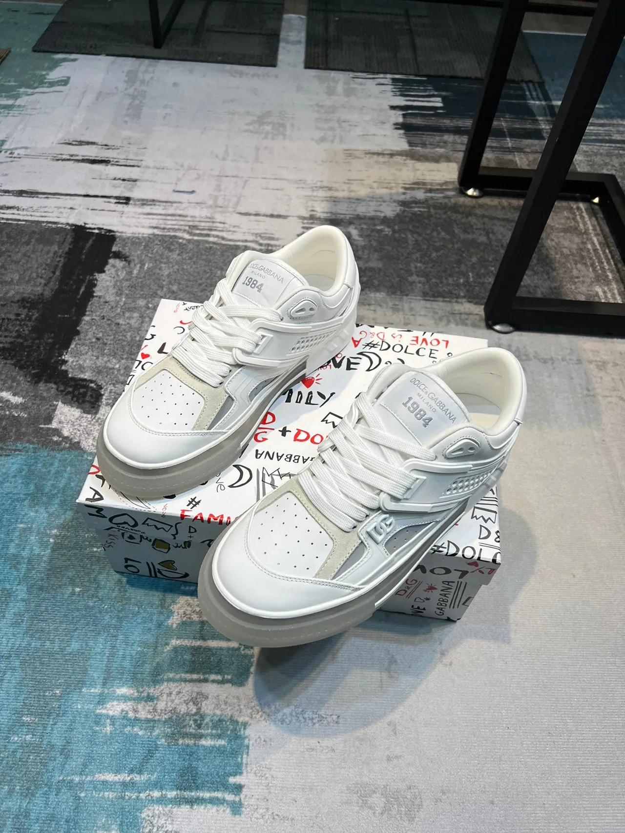 Dolce & Gabbana Sneaker Lifestyle Blanc Beige Low-Top Couches Superposées Sneakers Lifestyle 6