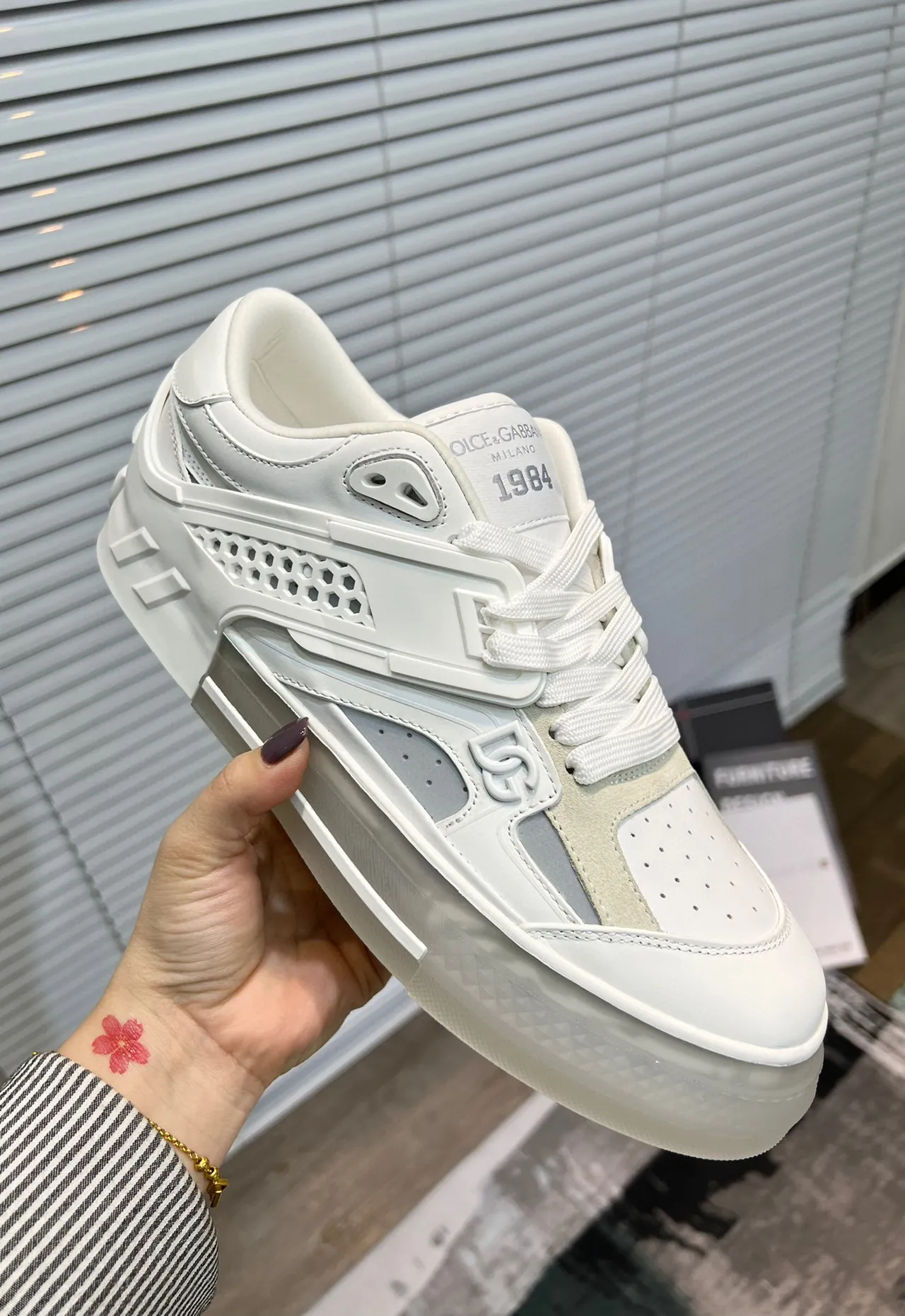 Dolce & Gabbana Sneaker Lifestyle Blanc Beige Low-Top Couches Superposées Sneakers Lifestyle 7