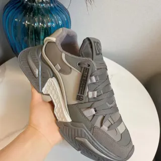 Dolce & Gabbana NS1 Gray and Beige Chunky Sneakers