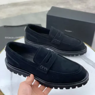 Dolce & Gabbana Penny Loafer Black Suede Upper Strap Loafer