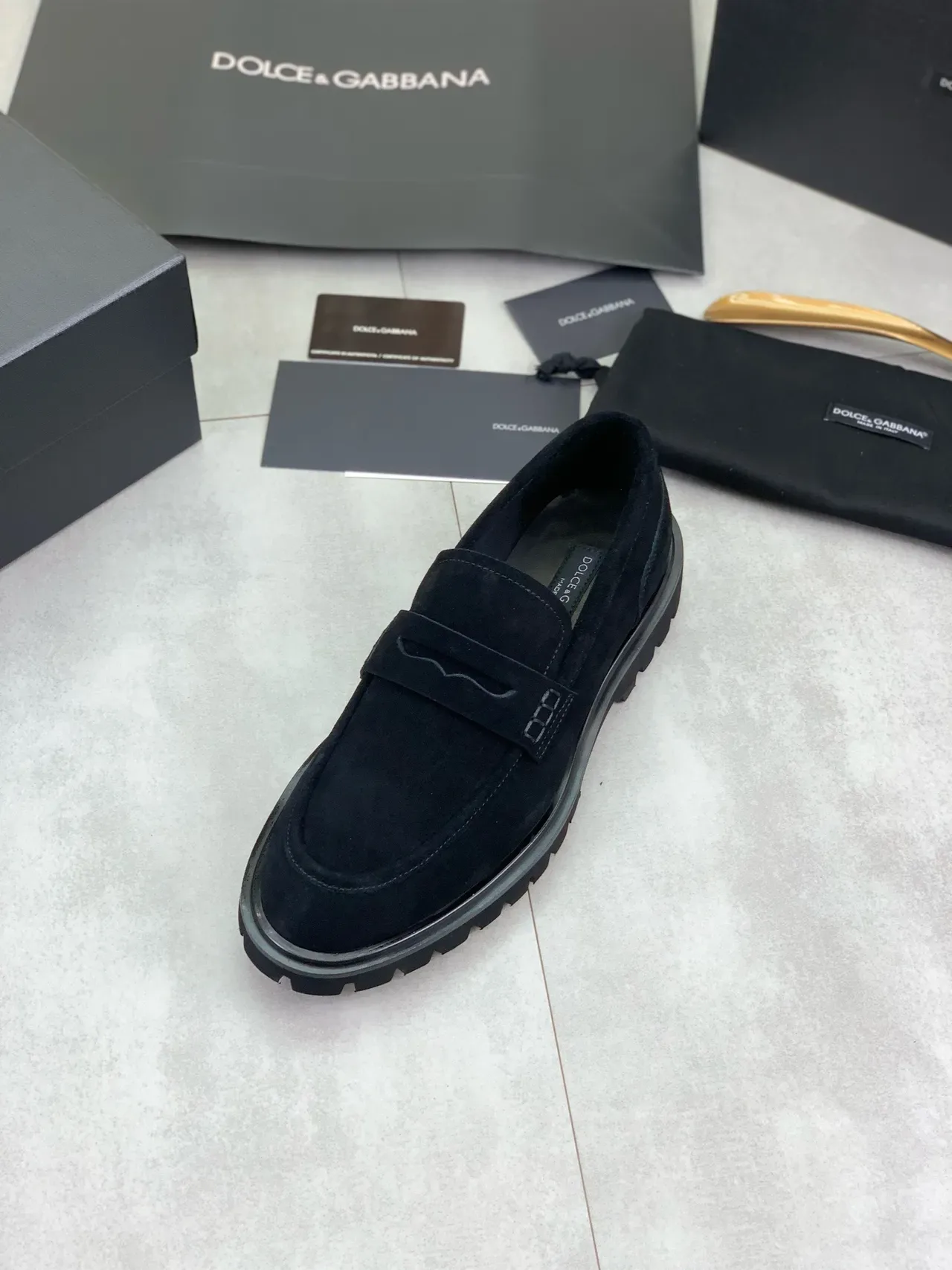 Mocassin Penny Dolce & Gabbana Noir Daim avec Bride 4