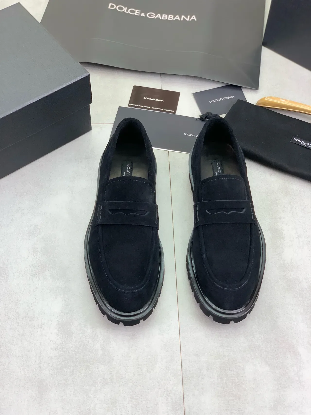 Mocassin Penny Dolce & Gabbana Noir Daim avec Bride 5