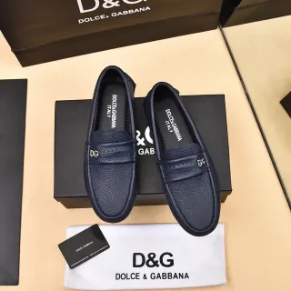 Dolce & Gabbana Portofino Navy Pebbled Leather Loafers