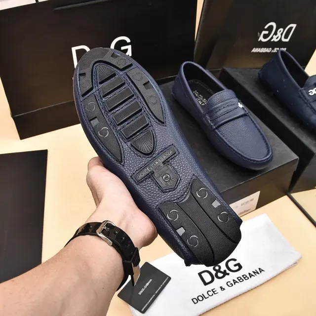 Mocassins Dolce & Gabbana Portofino Navy couro pebbleado 2
