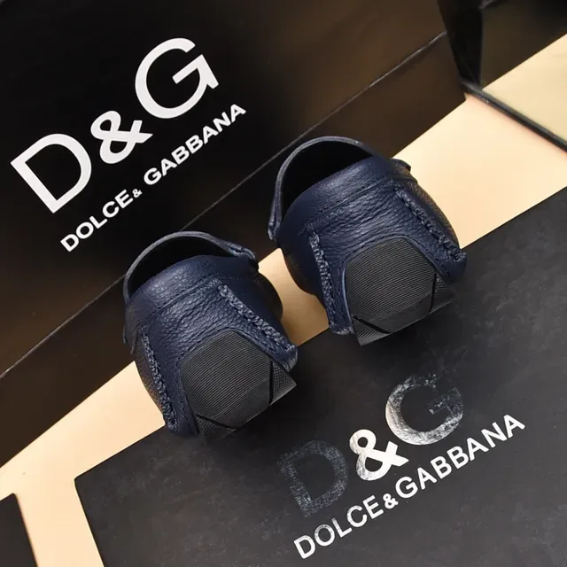 Mocassins Dolce & Gabbana Portofino Navy couro pebbleado 3