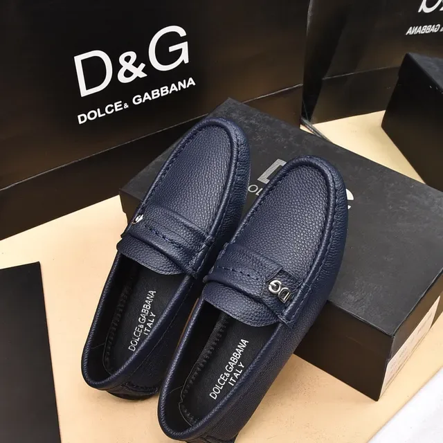 Mocassins Dolce & Gabbana Portofino Navy couro pebbleado 4