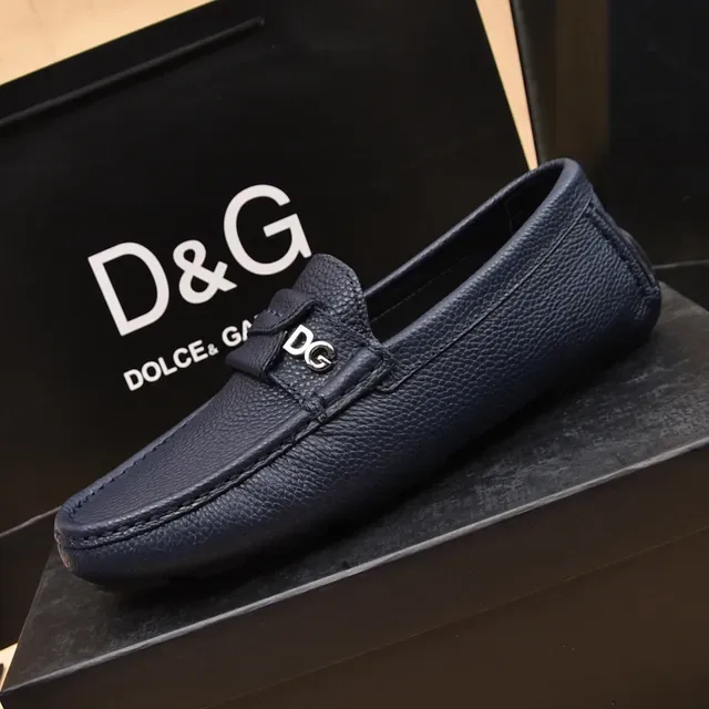 Mocassins Dolce & Gabbana Portofino Navy couro pebbleado 5
