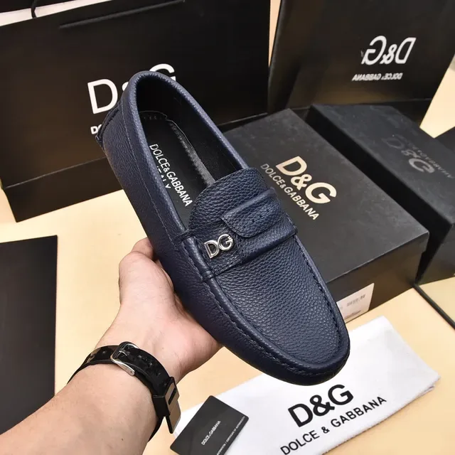 Mocassins Dolce & Gabbana Portofino Navy couro pebbleado 6